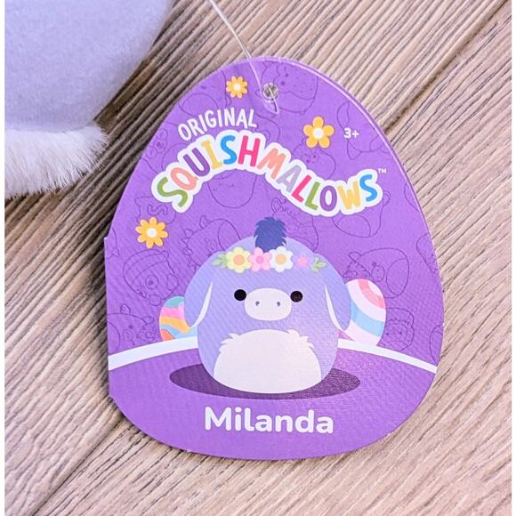 NEW Milanda The Donkey Squishmallow 6" Lilac Stuffed Plush 2024 Flower Crown - Picture 5 of 8